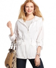 Crisp spring days call for a stylish lightweight jacket -- check out this one from Style&co. Sport! Anorak styling offers tailored touches and a flattering silhouette!