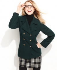 Jason Kole's wool-blend pea coat makes a chic statement with a classic silhouette and a host of fresh, fun color options. No closet should be without this always-stylish topper.
