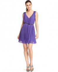Right on trend, Nine West's dress is perfectly pleated and finished with a skinny belt for a flawless look.