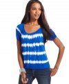 Sequins and tie-dyed stripes make INC's peasant top into a unique style statement. Perfect for pairing with jeans, shorts, capris and more!