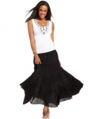 Make a dramatic statement in this Elementz maxi skirt. Made from 100% crisp cotton and featuring pleating throughout, it's a cool way to stay stylish this summer.
