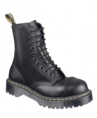 Dr. Martens shows off its rich heritage with this basic pair of men's boots. The iconic good looks and vintage complexion of these classic leathers make them the James Dean of boots for men.
