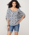 This easy top from the Lucky Brand Jeans and John Robshaw collaboration features a gorgeous batik-inspired print and relaxed dolman sleeve silhouette. So boho with faded denim!