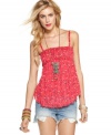 Floral and frilly, this Free People tank is perfectly paired with your fave cutoffs for a sweet summer look!