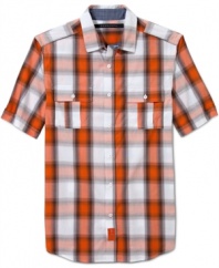 Get your weekend wardrobe all squared away with this sweet checked shirt from Sean John.