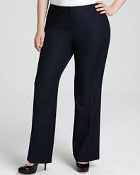 Cut a sharp silhouette in these Tahari Woman Plus black pants. Style with polished pumps and a jewel-tone blouse for corner-office chic.