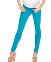 Go bright with these super skinnies from GUESS?--a solid turquoise wash is amazingly easy to pair with everything this season!