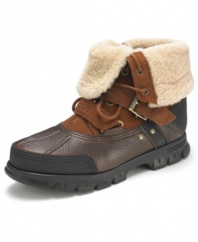 This pair of men's boots is tough enough for any terrain. These rugged shearling-lined boots for men from Polo Ralph Lauren are a must-have when winter throws you its worst.