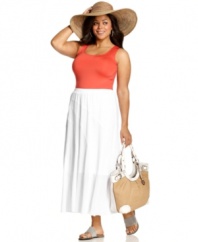 Enjoy the hazy days of summer in AGB's plus size maxi skirt-- pair it with the hottest tanks and tees!