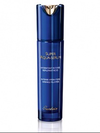 The new Aqua complex in Guerlain's Super Aqua Serum acts as a double protective shield. It reinforces the skin's internal barrier, increasing its reserves of moisture and increasing cellular resistance to time and external factors. It protects against aging and aggressions. Skin is deeply hydrated, re-plumped, smooth, supple and radiant. A legendary, deeply hydrating serum that revitalizes the skin and smoothes out wrinkles. 1.7 oz.