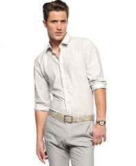 Slim down your loose-fitting wardrobe with this fitted woven shirt from Hugo Boss Black.