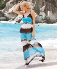 A new way to cover up, from INC: an ombre-striped sheer maxi dress makes an impact at the beach or by the pool!