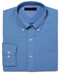A simple gingham shirt from Tommy Hilfiger is a sharp way to introduce a pattern into your work-week rotation.