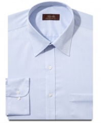 A smooth hand and a subtle color make this Tasso Elba dress shirt a mainstay of the working man's wardrobe.