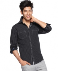 Simple and stylish, this striped shirt from Kenneth Cole Reaction will be a solid go-to this summer.
