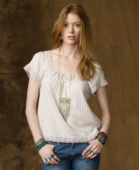 Denim & Supply Ralph Lauren's easy pointelle jersey top is updated with crochet details, perfect for lending a romantic, heritage-inspired touch to your denim favorites.