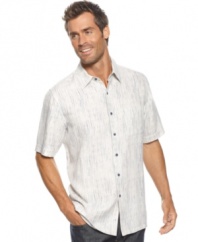 Get your day started off right in stripes with this silk-blend shirt from Tasso Elba.