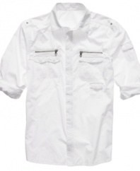 Let your casual wardrobe take flight with this cool, casual shirt from Sean John.