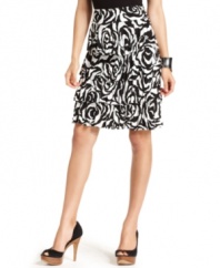 A chic silhouette and a bold rose print combine on INC's flirty tiered skirt! Perfect with your favorite heels.