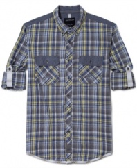 Trade in boring for brash this summer with this plaid shirt from Calvin Klein.