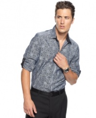 Patterns give this INC International Concepts shirt the polish it needs for the versatile life you lead.