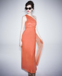 A draped side sash adds drama to this elegant Alberta Ferretti for Impulse maxi dress -- perfect for all-out glamour!