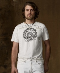 The wear-it-with-anything ease of an essential cotton jersey tee is enhanced with faded vintage-inspired graphics.