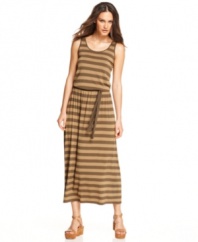 In allover stripes, this easy MICHAEL Michael Kors maxi dress is perfect for looking stylish yet relaxed!