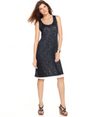 Inspired by a breezy tank top, this double-layer dress from J Jones New York is a no-fuss choice for hot summer days.