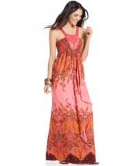 Go boho in One World's paisley maxi dress. The rich color palette is so summery, too!