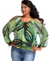 Add a blast of spice to your spring lineups with Baby Phat's long sleeve plus size top, rocking a spirited print.