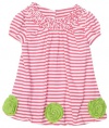 Hartstrings Baby-girls Infant Striped Jersey Bubble Tunic, Pink Stripe, 18 Months