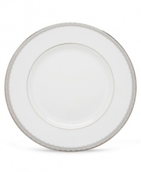 Inspired by the trim on an elegant couture gown, the graceful Lace Couture dinner plates from Lenox's dinnerware and dishes collection feature an intricate platinum border that combines harmoniously with white bone china for unparalleled style. Qualifies for Rebate