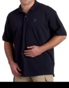 IZOD Men's Short Sleeve Basic Solid Two Button Pique Polo, Midnight, Large