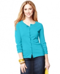 A classic cardigan gets a fresh look from Style&co., complete with ruched sleeves!