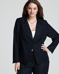Brimming with corporate attitude, this Tahari Woman Plus jacket combines clean lines and classic tailoring for a commanding silhouette.