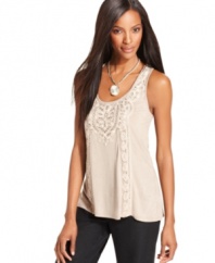 Decidedly romantic lace updates a classic tank top from INC.