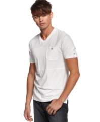 What makes a great summer shirt? Versatili-tee. This slub weave v-neck from Kenneth Cole Reaction is perfect for your dressed down look.