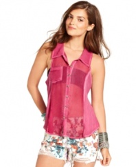 A hot summer layering piece, this sheer chiffon Free People top looks just right over the season's bandeaus!