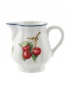 The Cottage Inn creamer is the perfect way to liven up afternoon tea or coffee. Lush, dancing clusters of ripened blueberries, raspberries and cherries are a stunning contrast on creamy white porcelain and lend every meal a touch of traditional elegance.