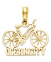 Donned with an old-fashioned bicycle, this Ocean City charm presents a certain joy and charisma. Crafted of 14k gold. Chain not included. Approximate drop length: 7/10 inch. Approximate drop width: 7/10 inch.
