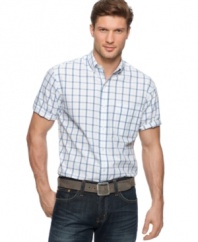 Chart out your course to classic form. This clean-cut plaid pattern is a stand-out in casual style.
