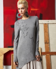 Swirl ribbon details add textural interest to this doo.ri for Impulse tunic -- pair it with paneled leggings for added edge!