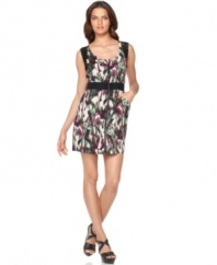 An exposed zipper adds edge to this printed Kensie dress for a not-so-sweet spring look!