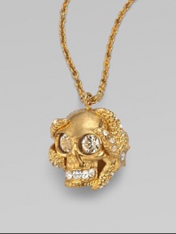 Sparkling Swarovski crystals decorate this edgy skull and barnacle design on a link chain. Swarovski crystalsBrassLength, about 11½Pendant size, about 1Lobster clasp closureMade in Italy