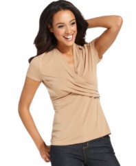 A sleek crossover design lends feminine touch to Charter Club's easy top. Pair it with dark jeans for a fresh take on casual style!