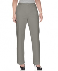 Add polish to any look with Charter Club's slim leg plus size pants, featuring a belted waist.