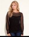 GUESS Addison Long-Sleeve Top, JET BLACK (LARGE)