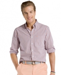 Step up to sophistication. Add a touch of class to any outfit with this plaid shirt from Izod.