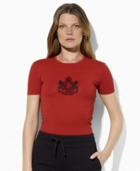 Lauren by Ralph Lauren's essential crewneck logo tee is styled for superior comfort and a great fit in lightweight cotton jersey.